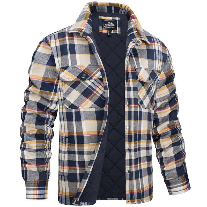 Claust | Herren Gepolsterte Karierte Flanelljacke mit Brusttaschen