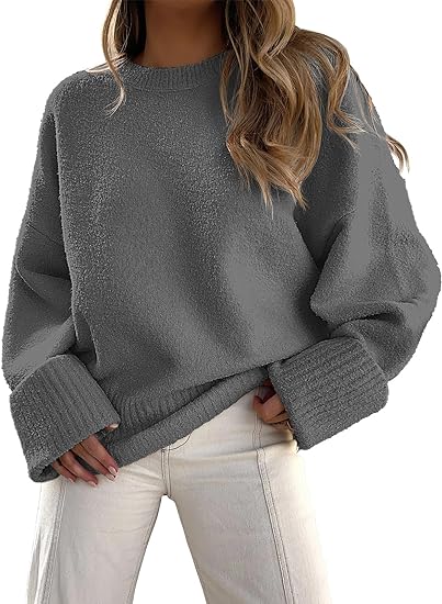 Vilondra | Damen dicker Strickpullover in Uni-Farbe