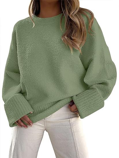 Vilondra | Damen dicker Strickpullover in Uni-Farbe