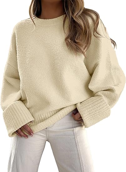 Vilondra | Damen dicker Strickpullover in Uni-Farbe