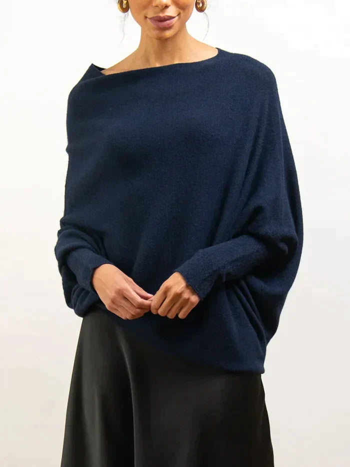 Renate | Damen Off-Shoulder Pullover, Asymmetrisch und Stilvoll für jeden Anlass