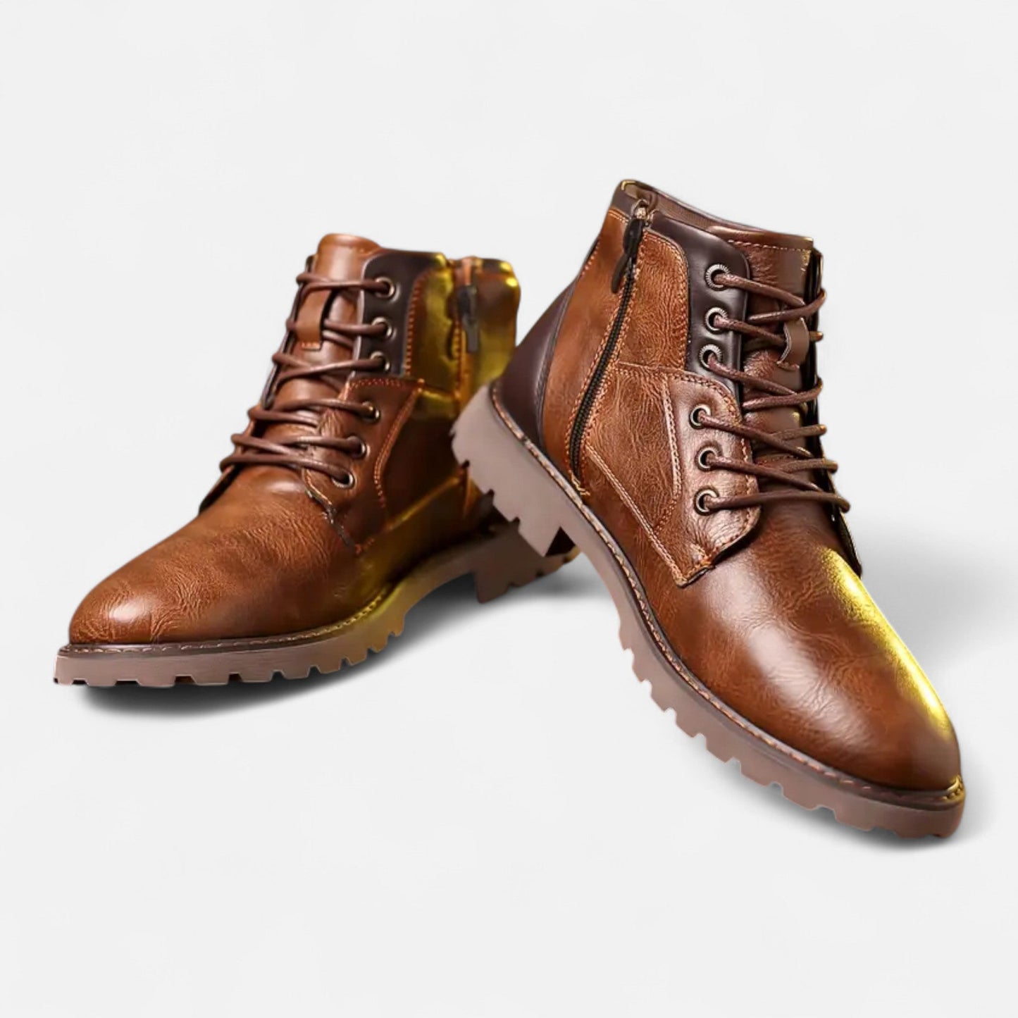 Torben | Herren Vintage Lederoptik Schnürstiefeletten – Elegante Business & Freizeit Ankle Boots im Klassischen Design