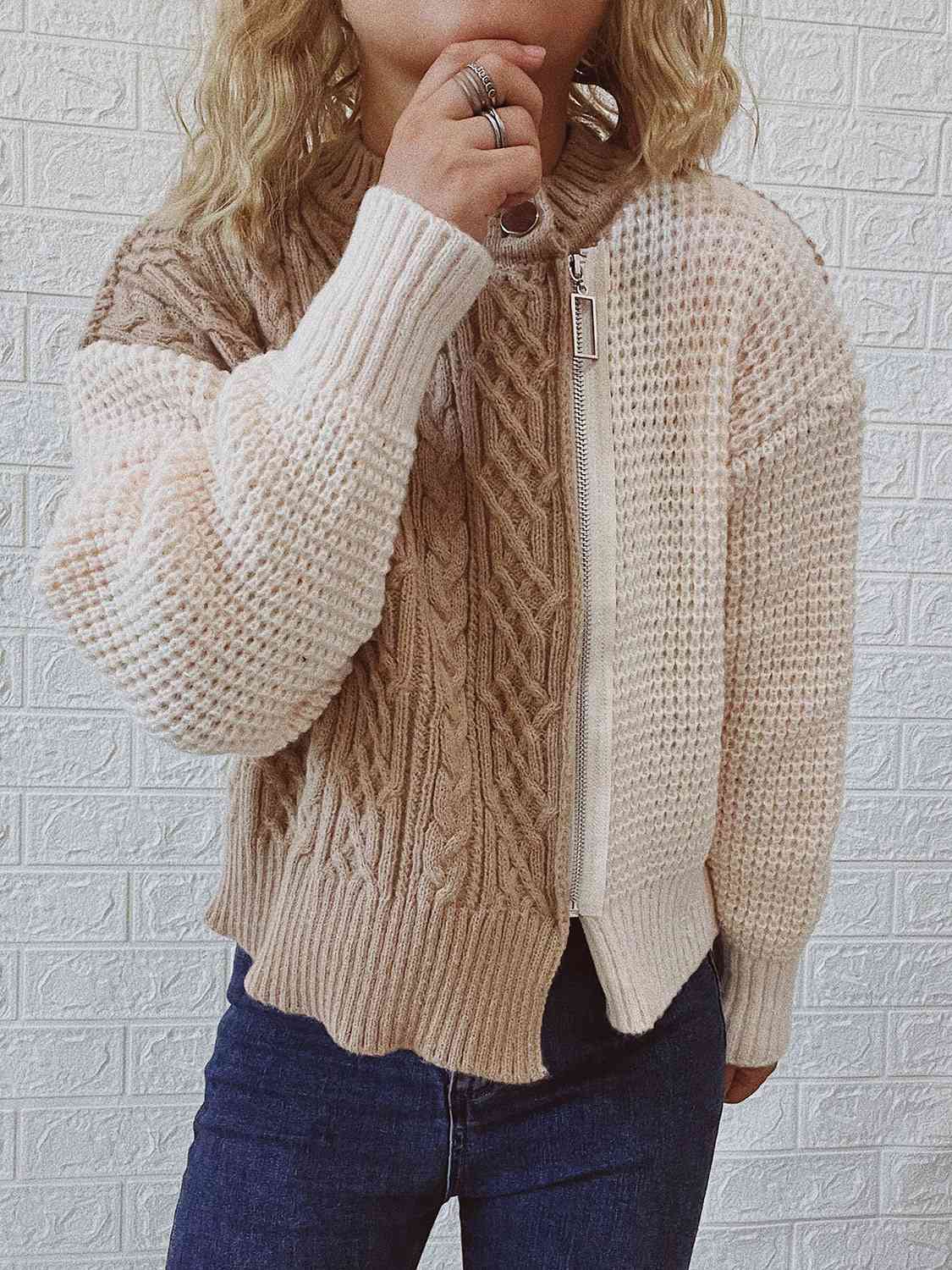 Quenora | Asymmetrischer Strickpullover mit Reißverschluss