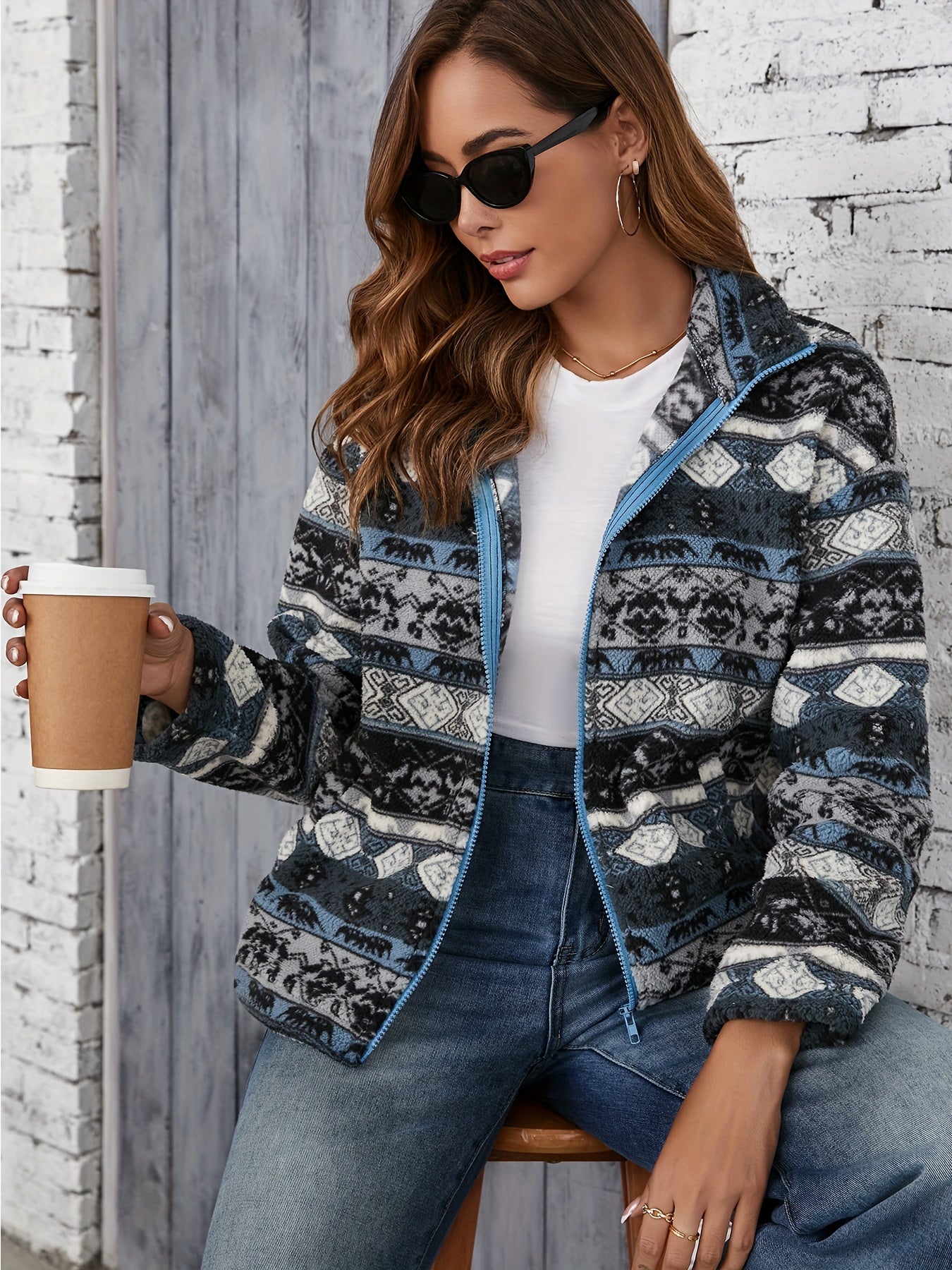 Maresan | Damen Jacke mit Tribal-Print und Stehkragen