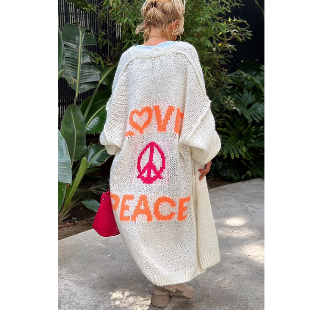 Peacy | Peace-Cardigan mit Love & Peace Print