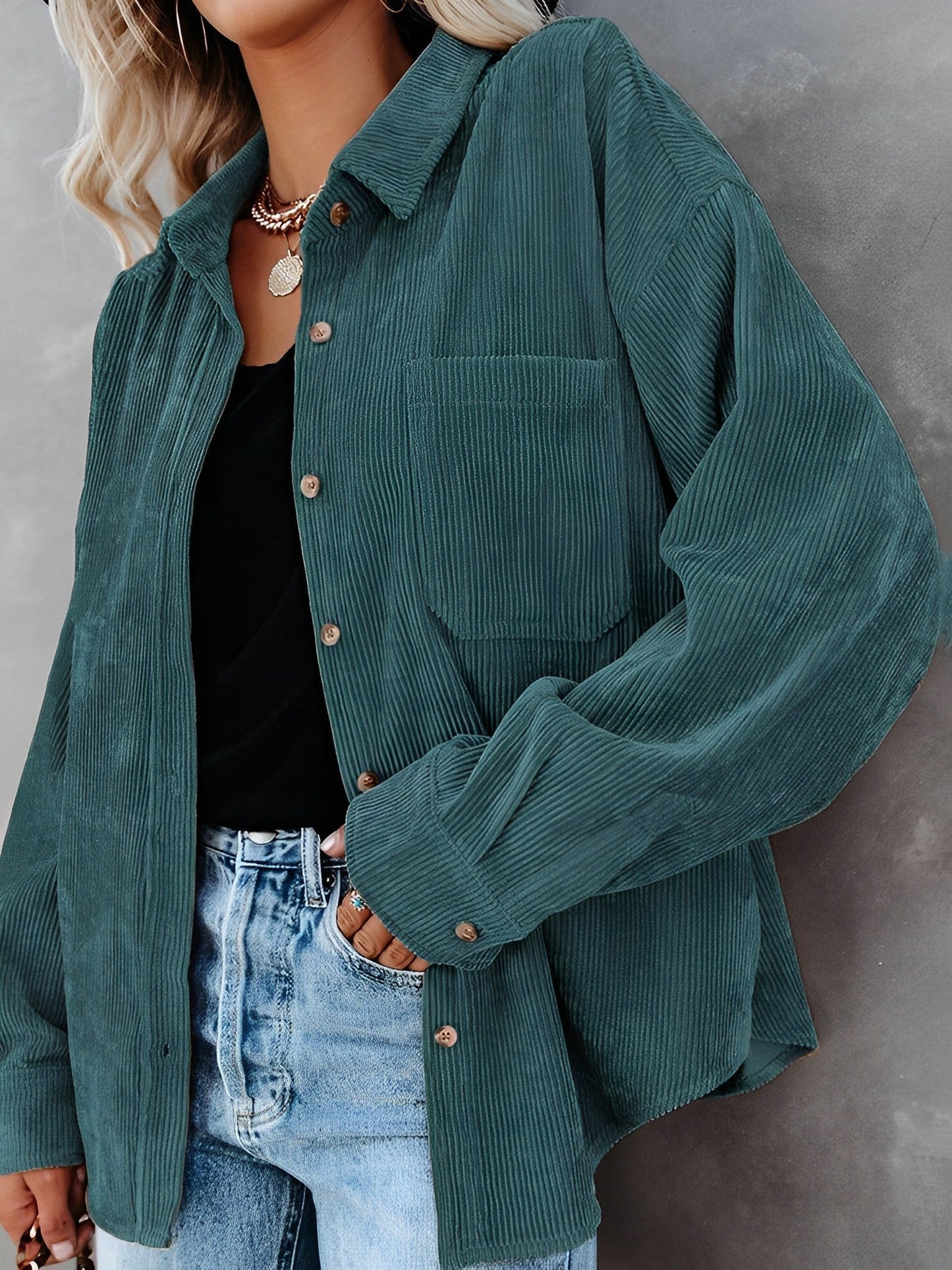 Amara | Damen Corduroy Button Jacket