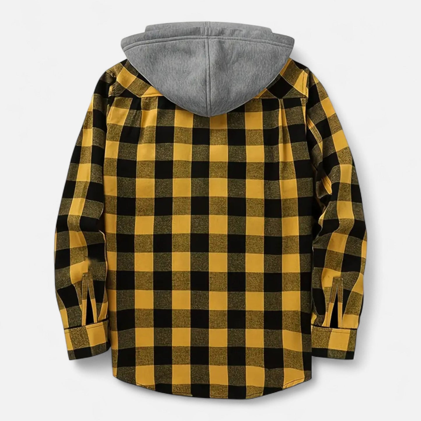 Sven | Herren Kariertes Button-Up Hoodie-Hemd – Weiche Übergangsjacke mit Kapuze & Kordelzug für Freizeit & Alltag