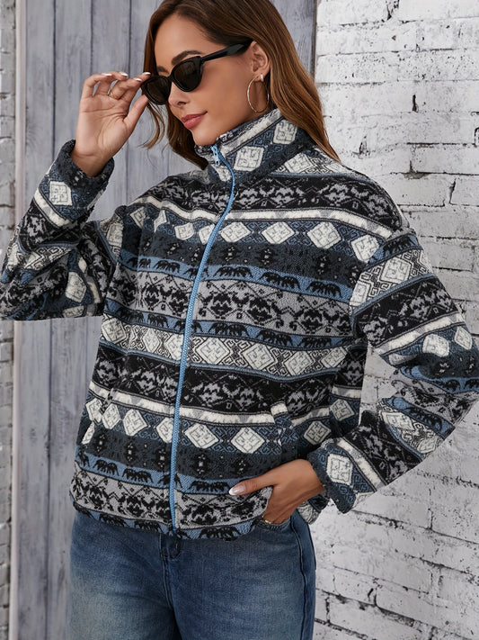 Maresan | Damen Jacke mit Tribal-Print und Stehkragen