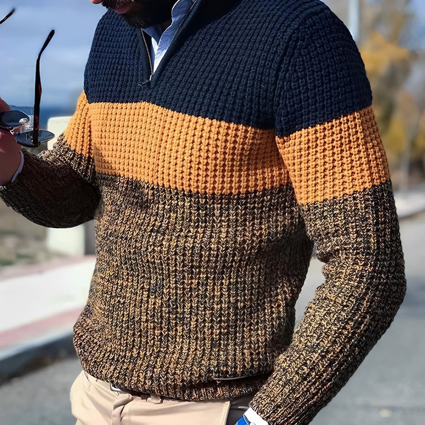 Fabian | Farbblock-Design Herrenpullover