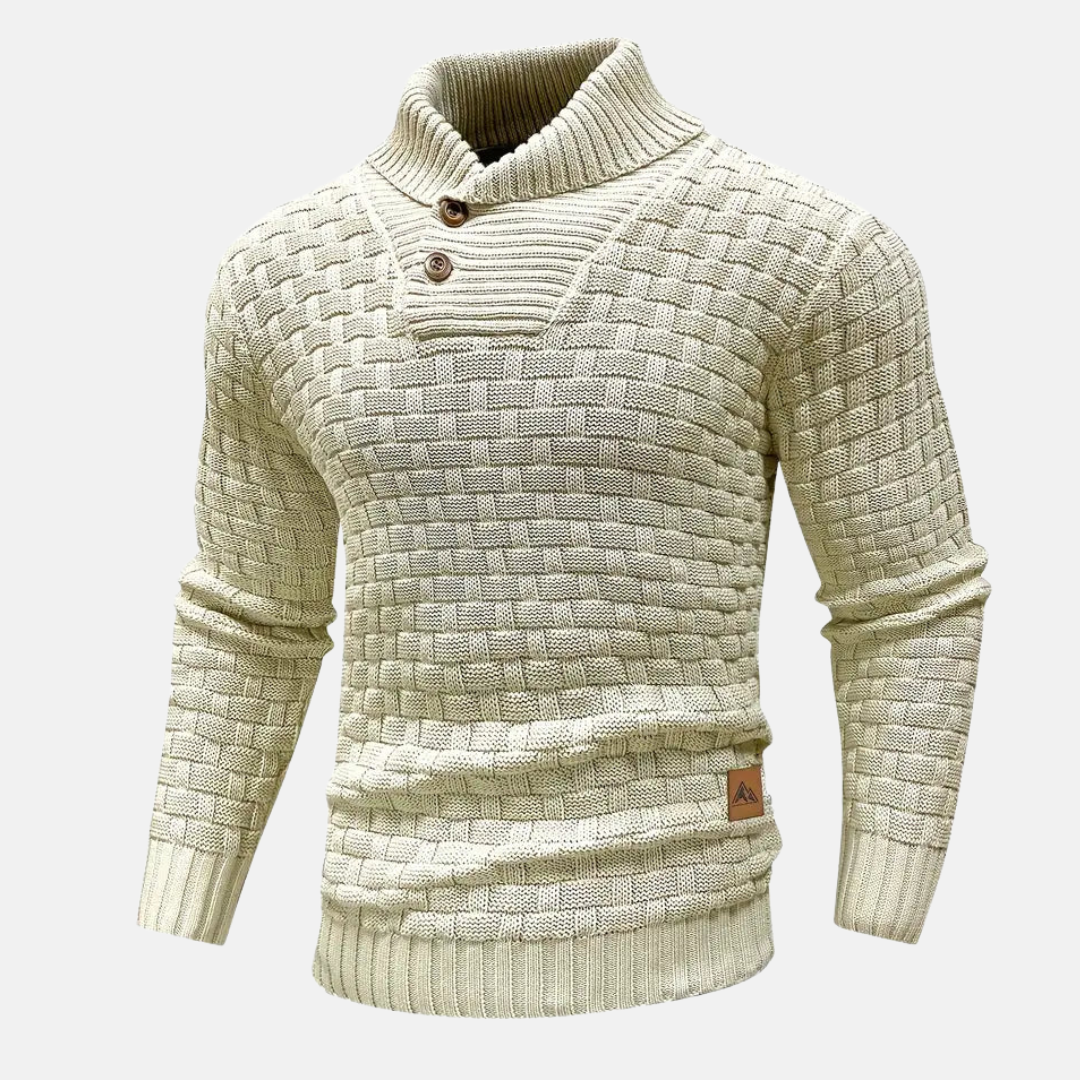 Philipp | Herren Slim Fit Strickpullover mit Schalkragen und Knöpfen