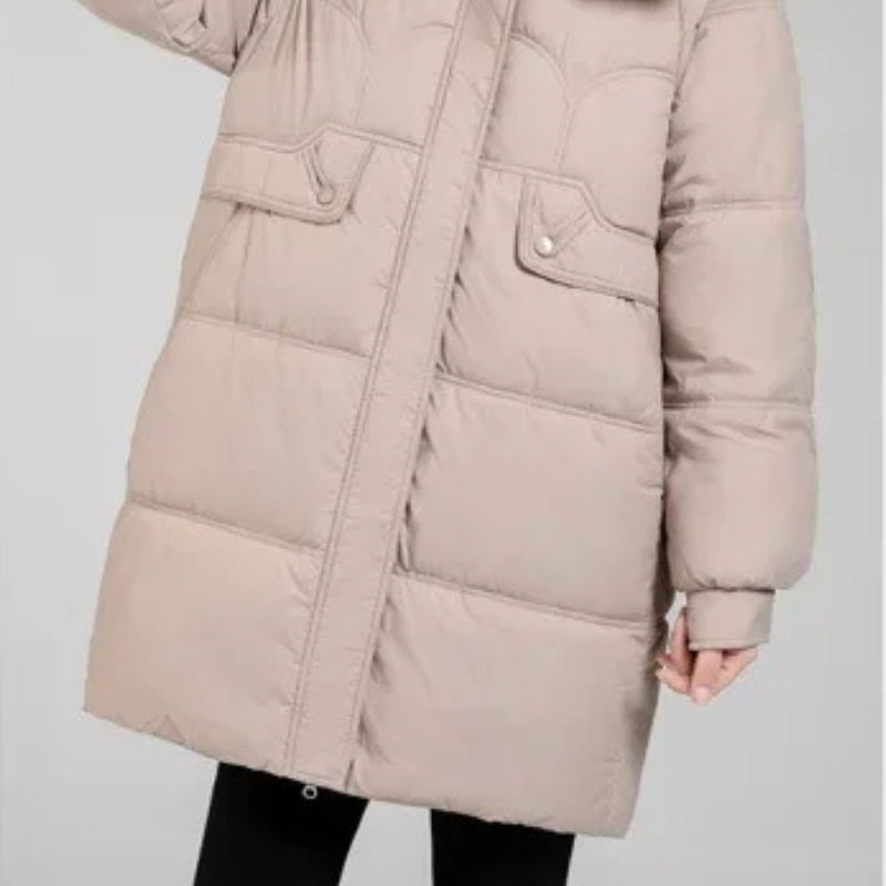 Elisa | Damen Gewatteierte Parka Winterjacke mit Stehkragen und Abnehmbarer Kapuze