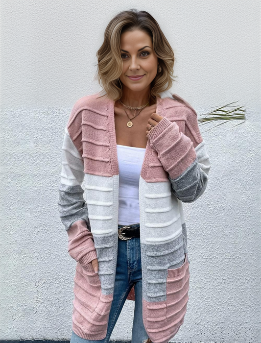 Nelsy | Warme Offene Strickjacke in Rosa