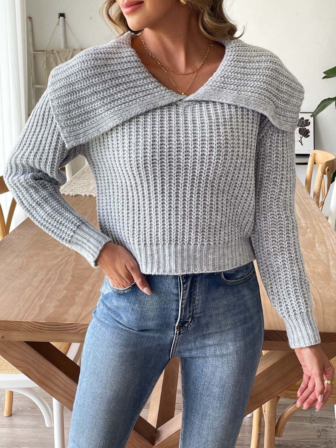 Clarie | Moderner Cable-Strick Pullover mit Sailor-Kragen – Stilvoll & Bequem