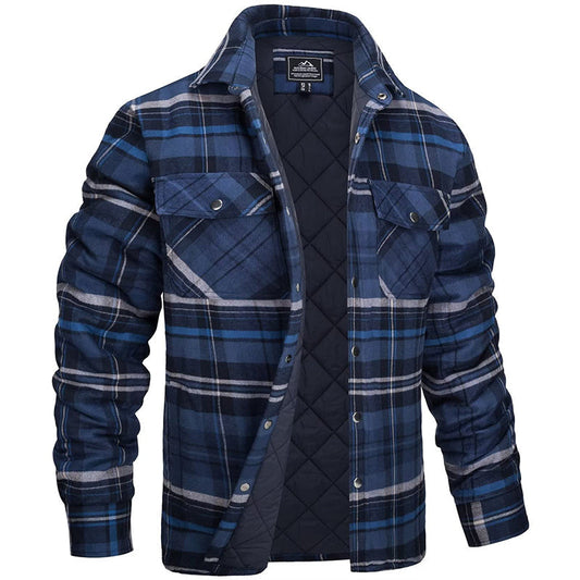 Claust | Herren Gepolsterte Karierte Flanelljacke mit Brusttaschen