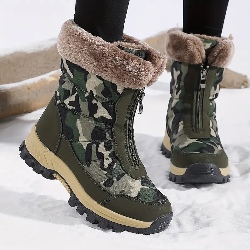 Beatrix | Damen Fleecegefütterte Winterstiefel mit Frontreißverschluss – Robuste Wärme für den Winter