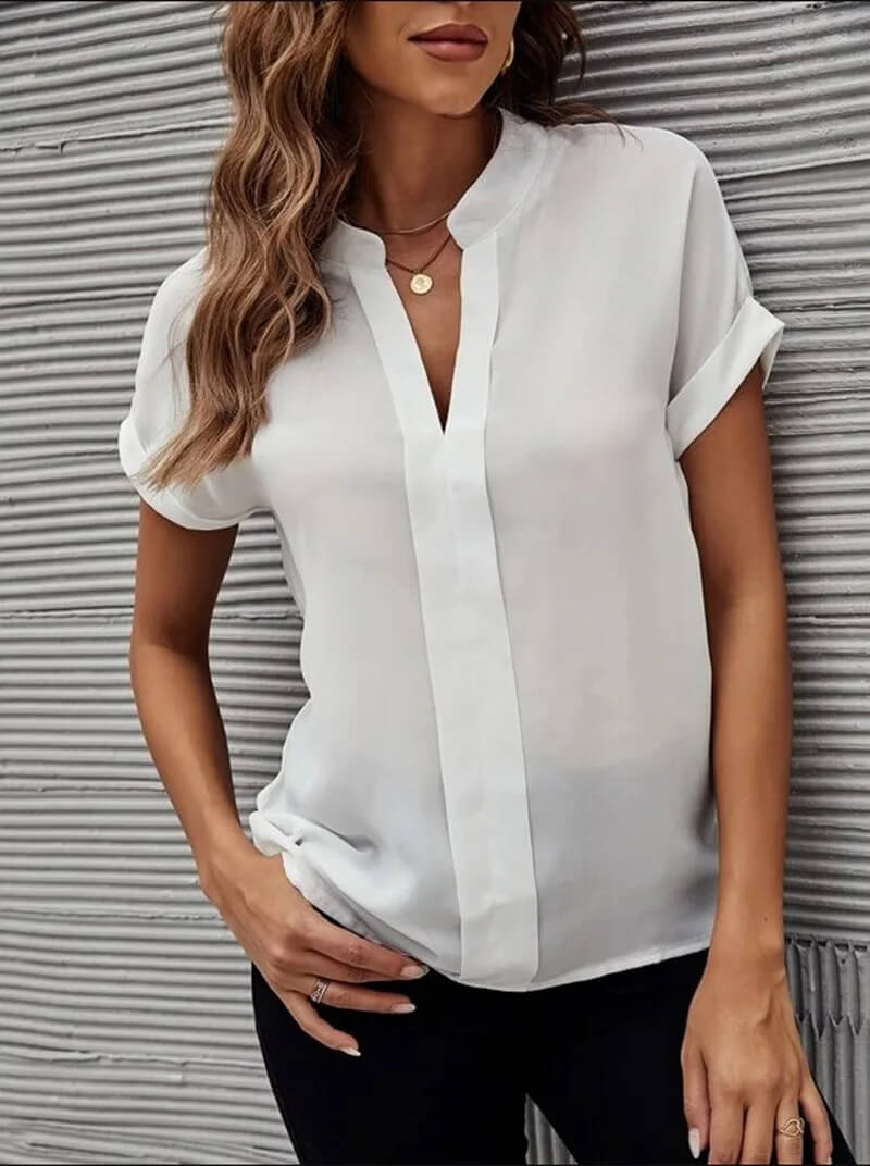 Elvy | Elegante Casual-Bluse mit V-Ausschnitt – Stilvoll und Vielseitig