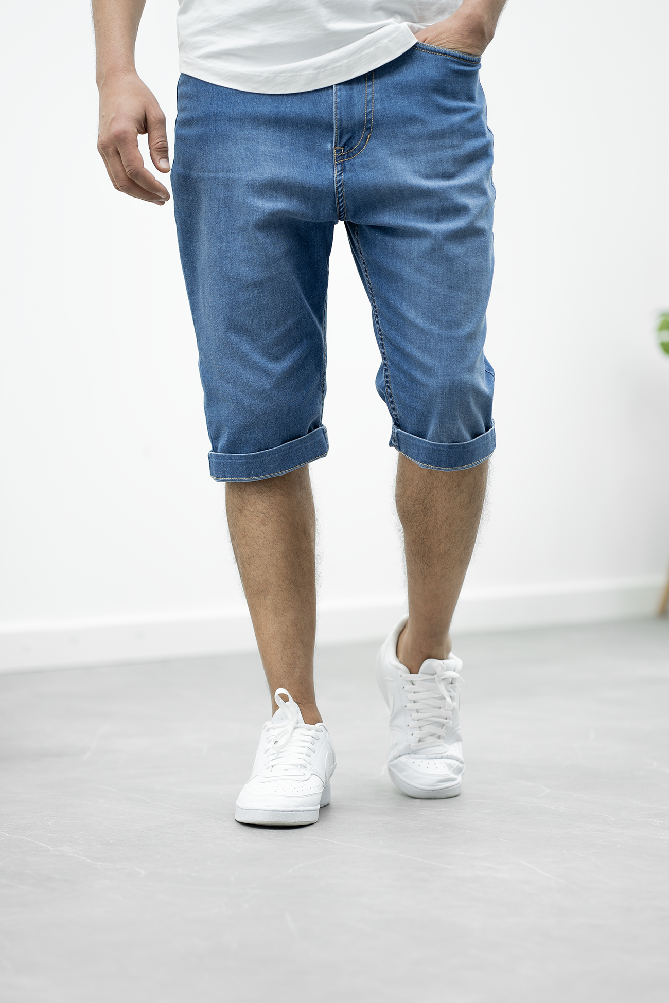 Bermuda | Herren Lang-Bermuda Shorts Jeans