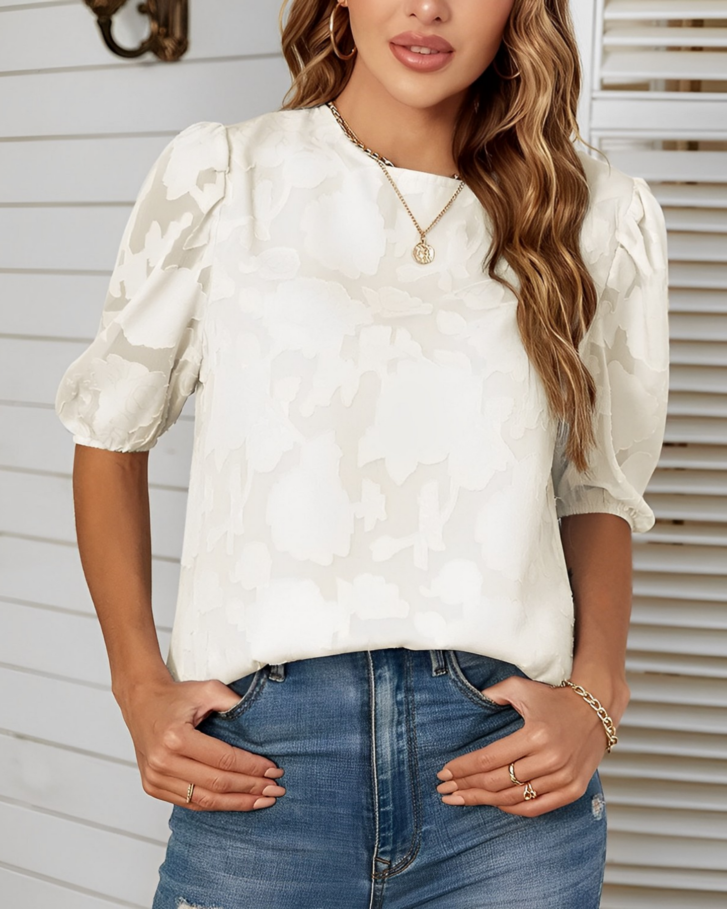 Lotty | Damen Puff-Sleeved Chiffon Shirt