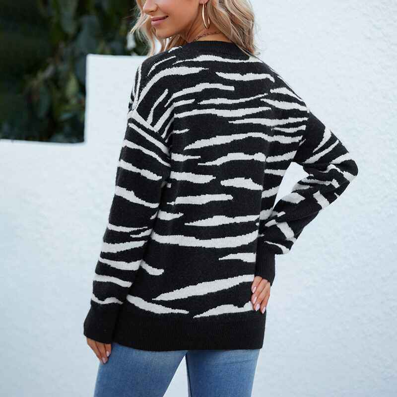 Louise | Damen Rundhals Tigerstrick Pullover, Modischer und Vielseitiger Winter-Look