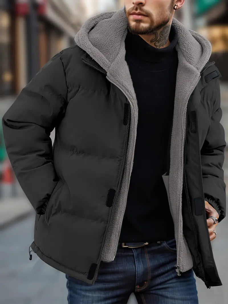 Leonhardt | Herren Fleecegefütterte Winterjacke mit Kapuze und Reißverschluss – Warm, Bequem und Stylisch