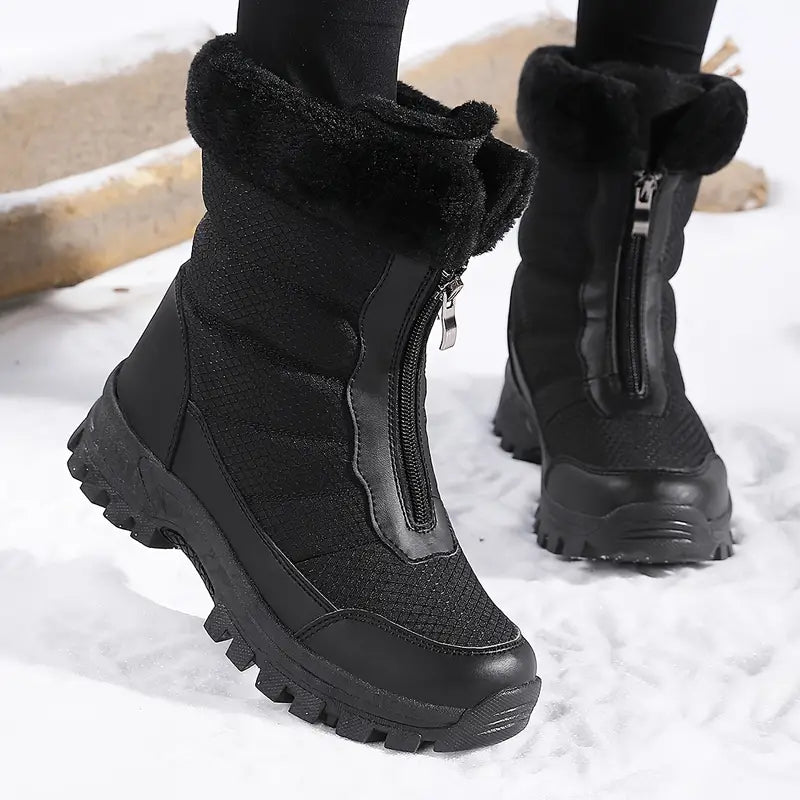 Beatrix | Damen Fleecegefütterte Winterstiefel mit Frontreißverschluss – Robuste Wärme für den Winter