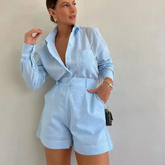 Laveni | Lässiges Blusen- und Shorts-Set