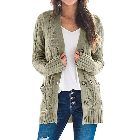 Oliviana | Damen Strickjacke mit Langarm und V-Ausschnitt