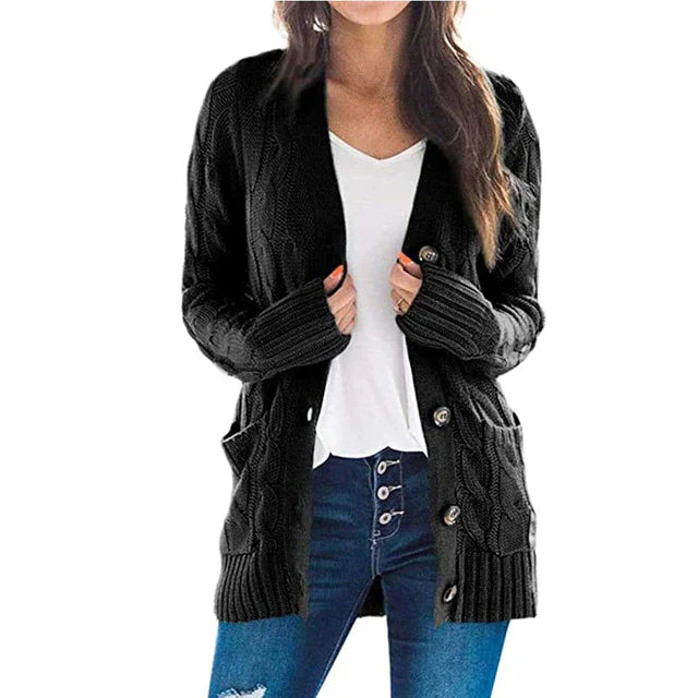 Oliviana | Damen Strickjacke mit Langarm und V-Ausschnitt