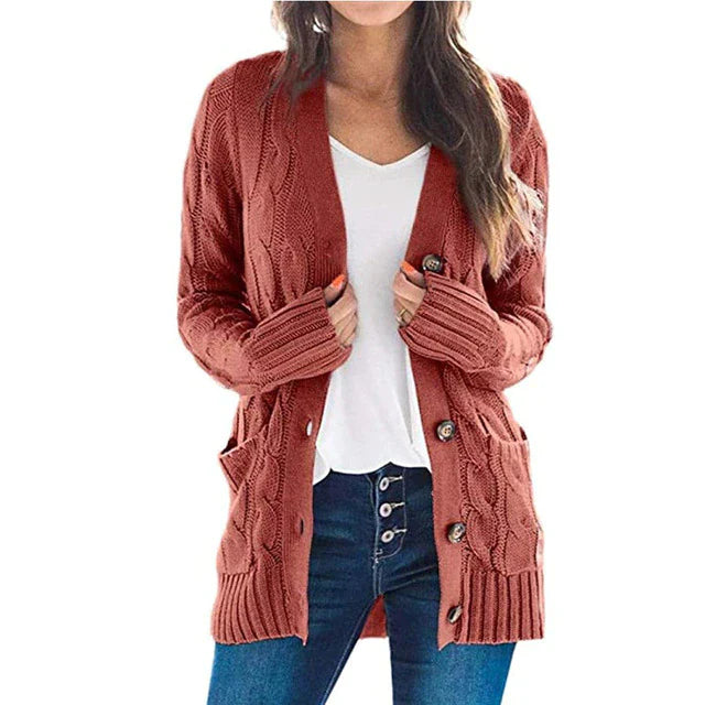 Oliviana | Damen Strickjacke mit Langarm und V-Ausschnitt