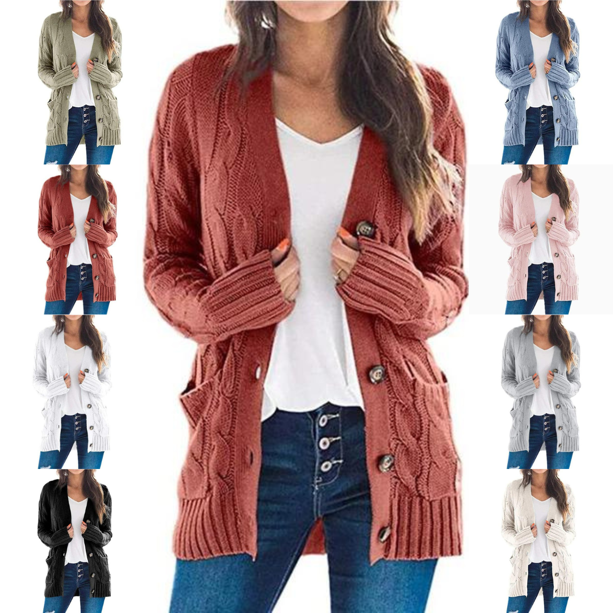 Oliviana | Damen Strickjacke mit Langarm und V-Ausschnitt