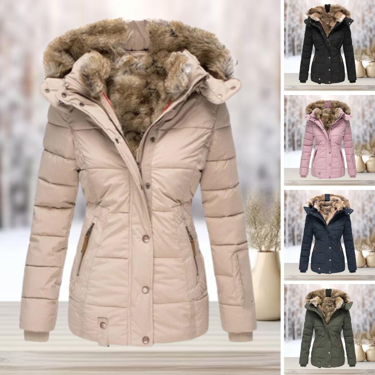 Eulaila | Elegante Winterjacke mit Pelz und Kapuze