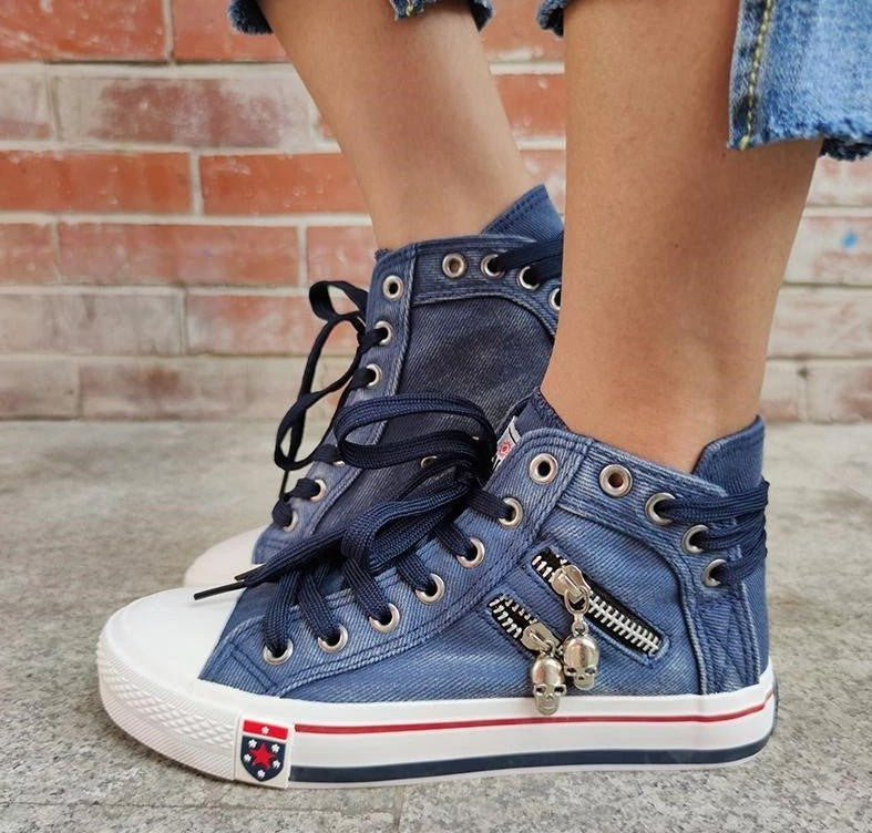 Vantelo | Bequeme Denim-Schuhe mit stylischem Reißverschluss