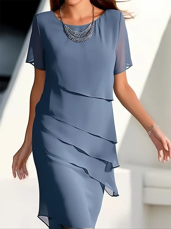 Korrie | Elegantes Kurzarm-Midi-Kleid