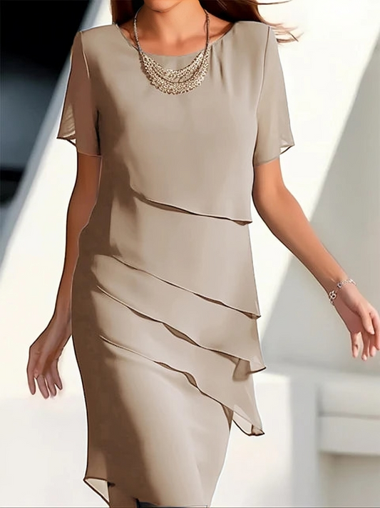 Korrie | Elegantes Kurzarm-Midi-Kleid