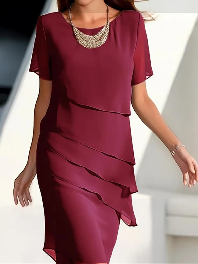 Korrie | Elegantes Kurzarm-Midi-Kleid