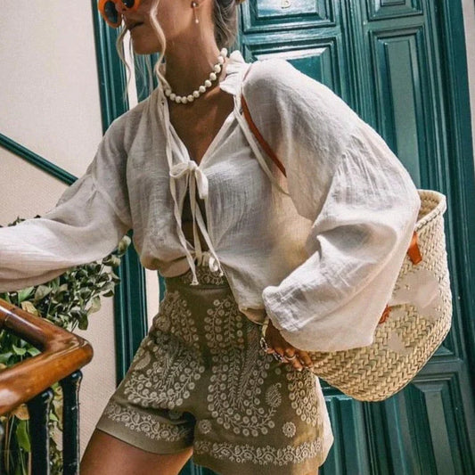 Werni | Bestickte High-Waist Shorts für Damen - Sommermode