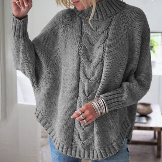 Limasa | Damen Strickpullover mit Zopfmuster und Rollkragen