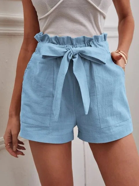 Paige | High Waist Shorts mit Bindegürtel für Damen