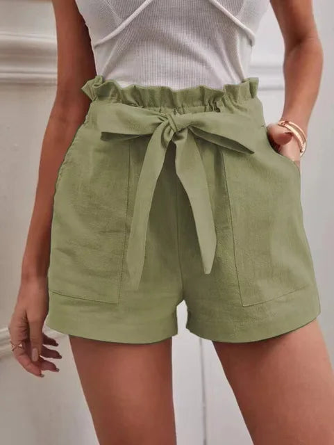 Paige | High Waist Shorts mit Bindegürtel für Damen