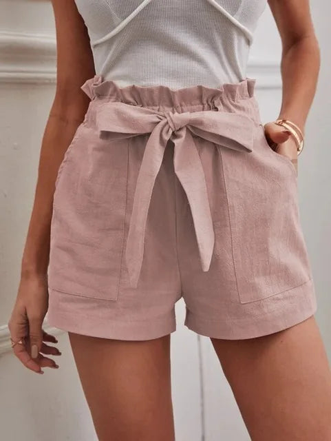 Paige | High Waist Shorts mit Bindegürtel für Damen