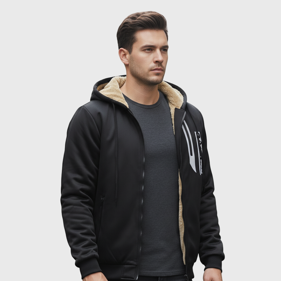 Fleece Hoodie | Herren Kapuzenjacke mit Reißverschluss und Fleecefutter