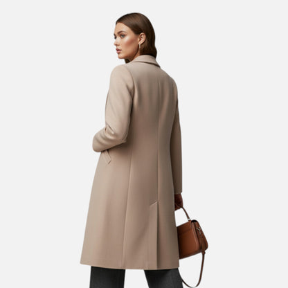 Eulalia | Damen Wintermantel mit Reverskragen – Eleganter Long Coat in Einfarbig für Herbst & Winter