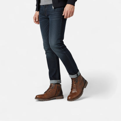 Torben | Herren Vintage Lederoptik Schnürstiefeletten – Elegante Business & Freizeit Ankle Boots im Klassischen Design