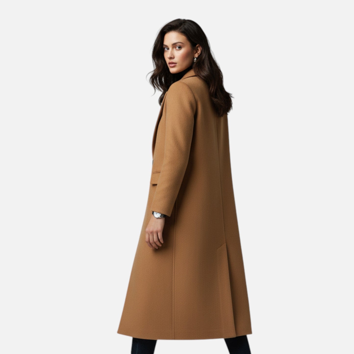 Eulalia | Damen Wintermantel mit Reverskragen – Eleganter Long Coat in Einfarbig für Herbst & Winter