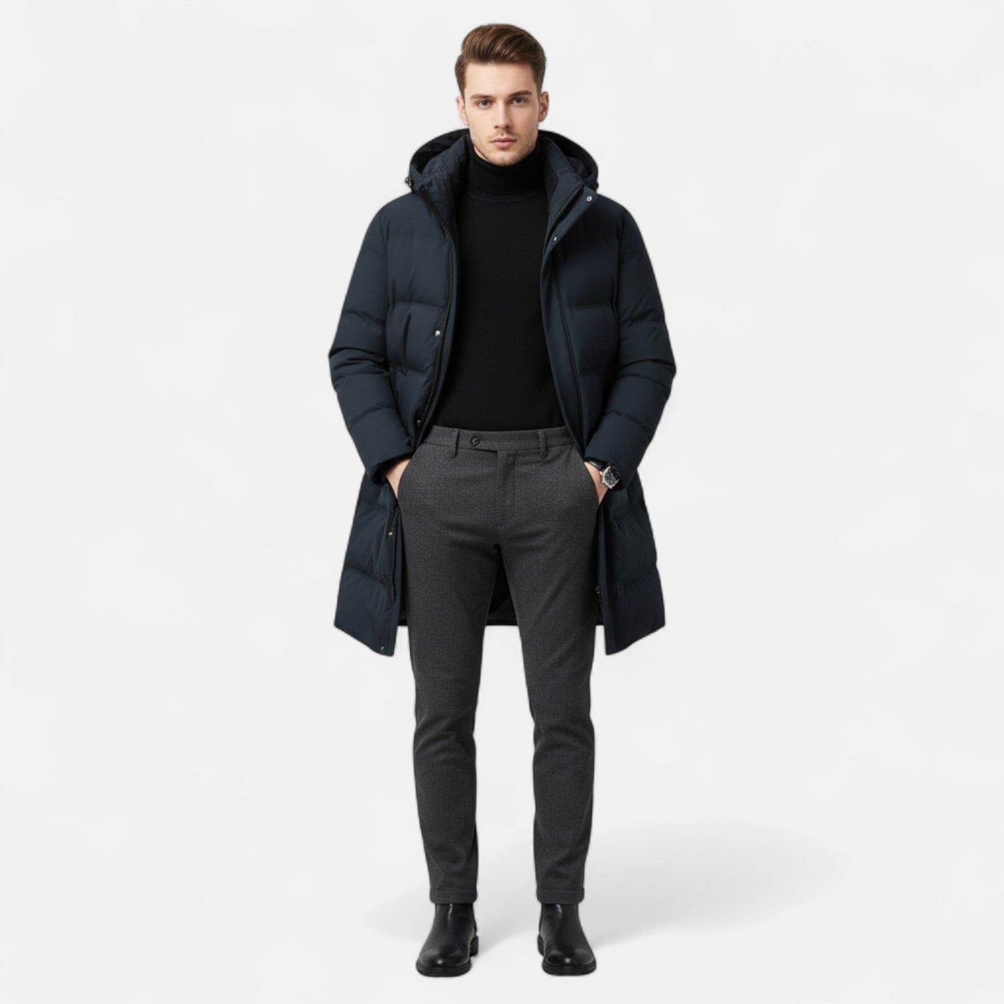 Premium Winter-Parka mit Kapuze | Gefütterte Eleganz für Herren