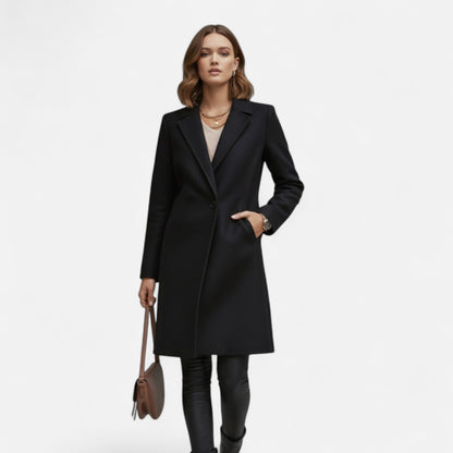 Eulalia | Damen Wintermantel mit Reverskragen – Eleganter Long Coat in Einfarbig für Herbst & Winter