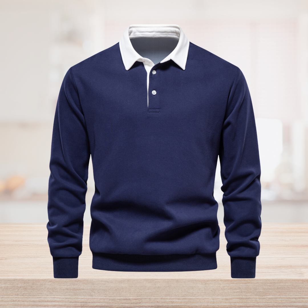 Gideon | Herren Langarm Polo Shirt | Klassischer Knopfkragen