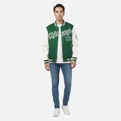 Herren Collegejacke | Varsity Fleece mit Farbblock und Lettering