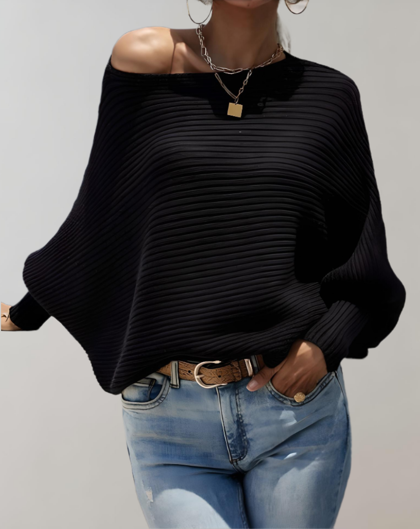 Nisela | Batwing-Ärmel Damen Strickpullover