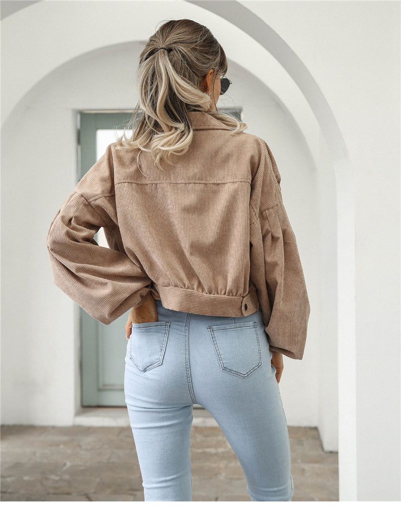 Serilda | Damen Cordjacke mit Puffärmeln